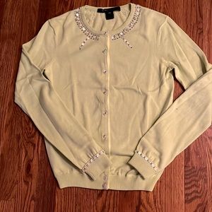 Marc Jacobs lime green cardigan with beads and rhinestones